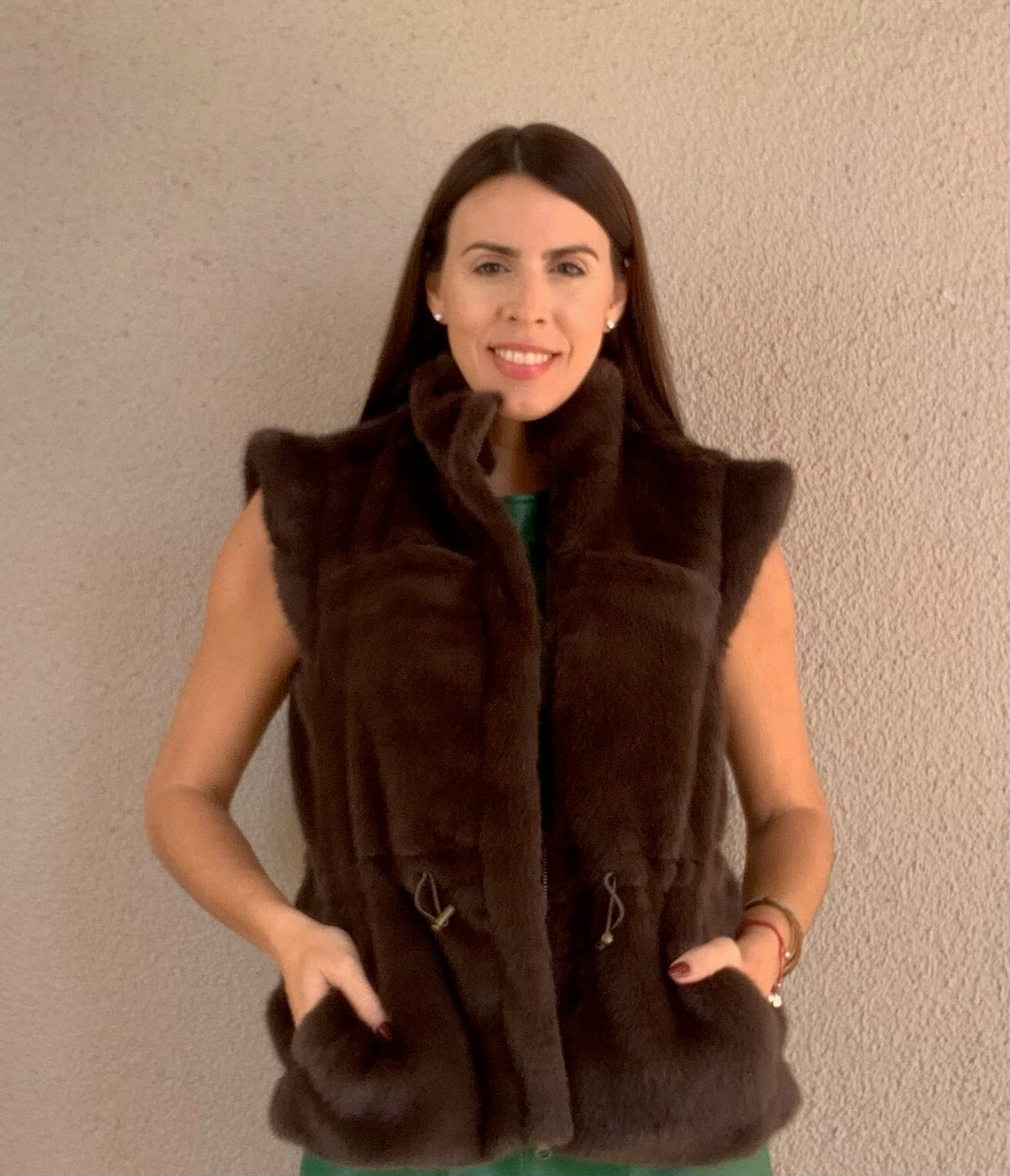 Faux Fur Zip Front Vest with Toggle Waist Tie Detail – Mainstream