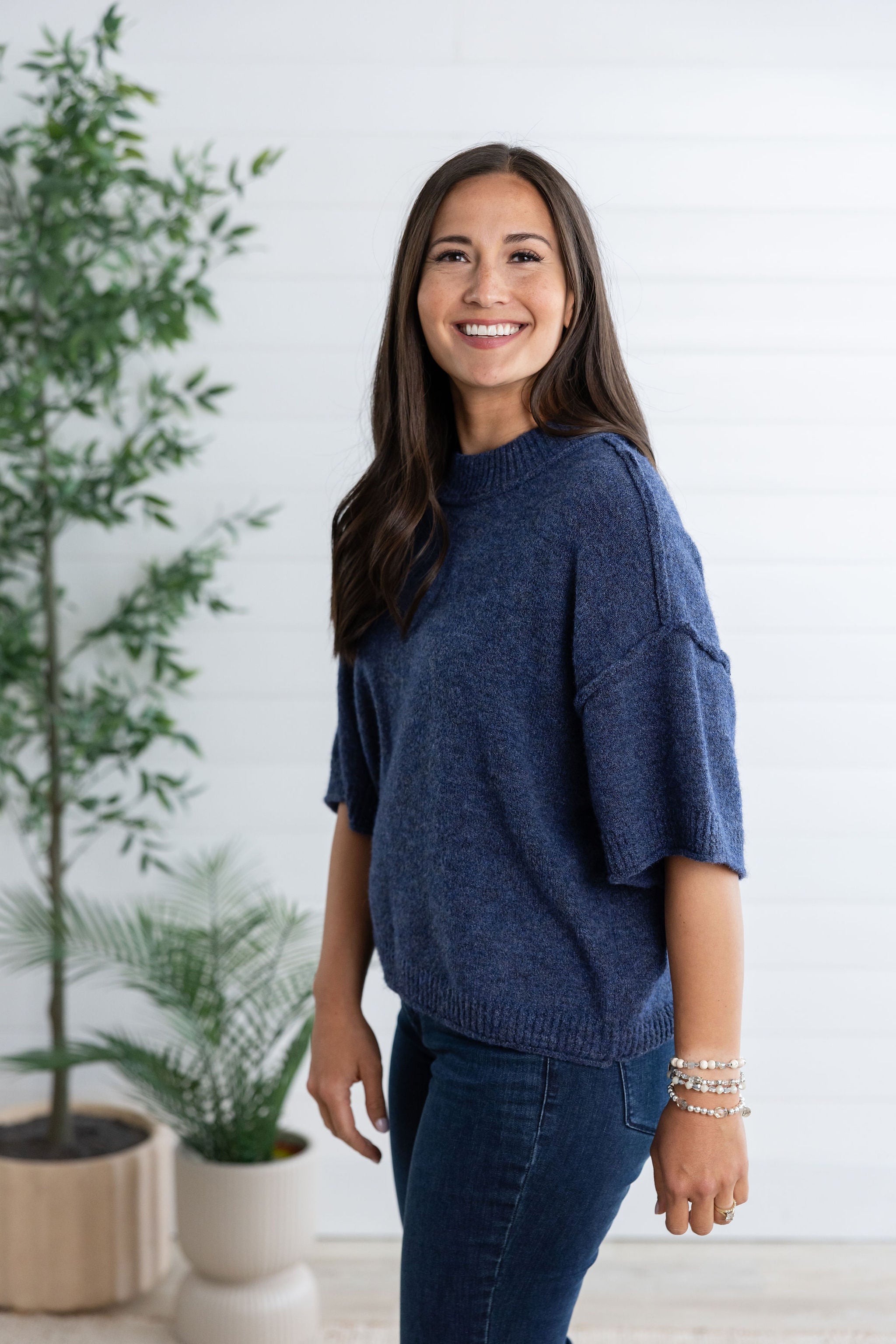 Lofty Elbow Sleeve Crew Neck Sweater – Mainstream Boutique Naples